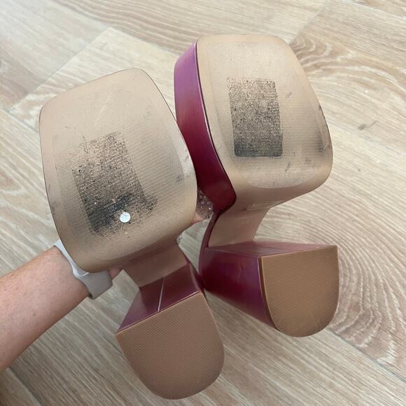 NEW $139 Steve Madden Ruby Pink Iridescent Platform Sandal - Picture 9 of 11